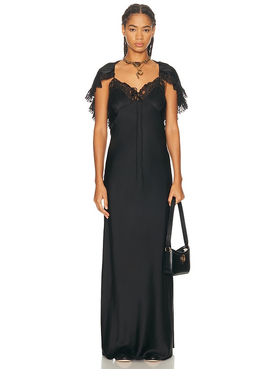 Chloe Lace Shoulder Maxi Dress in Black | FWRD