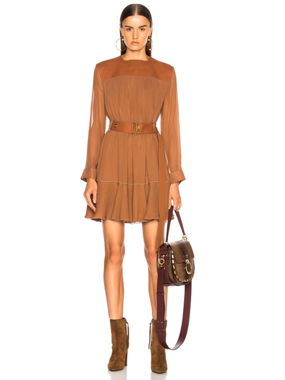 pleated mini dress in silk mousseline chloe CHLO Silk Mousseline Mini Dress Chloe
