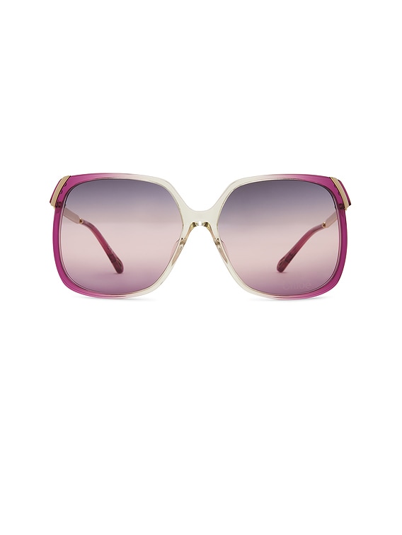 Chloe Square Sunglasses in Burgundy, Gold, & Violet | FWRD display picture 1