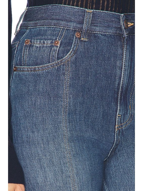デニム・ジーパン CHLOE FLARED BLUE JEANS Patchwork cropped flared jeans in blue - Chloe | Mytheresa