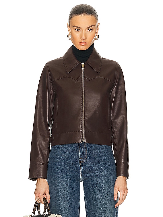 ジャケット CHLOE Woman Jacket Brown CH25UMA09118 20J Oversized leather jacket in brown - Chloe | Mytheresa