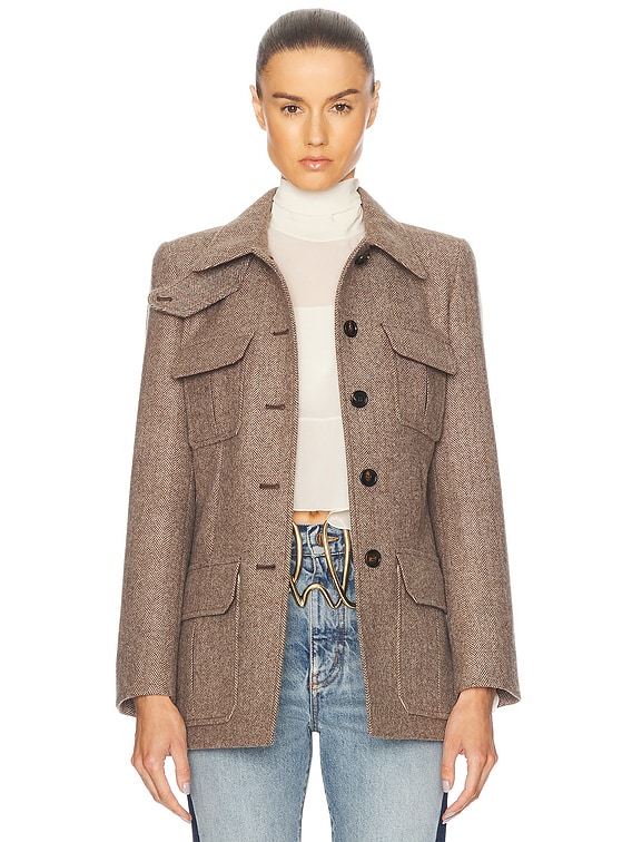 Chloe Long Line Blazer in Somber Brown | FWRD