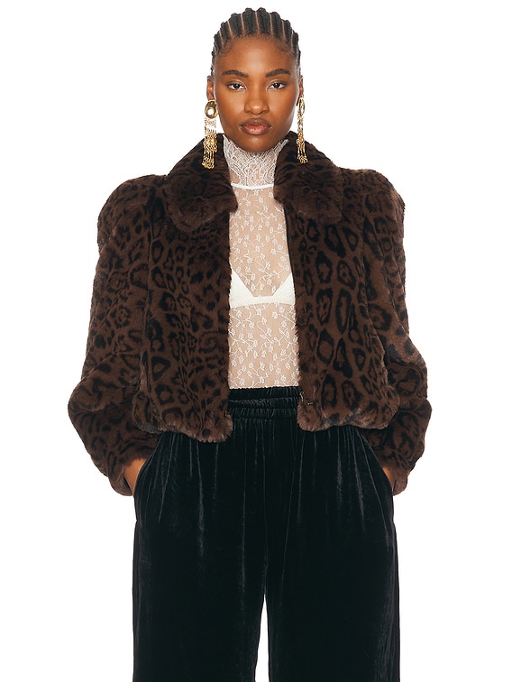 Chloe Cropped Bomber Jacket in Off Brown | FWRD