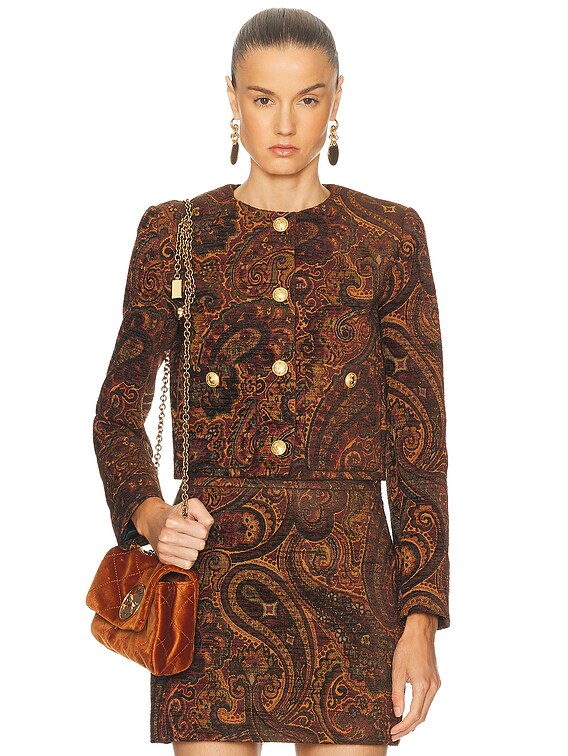 Chloe Paisley Jacquard Jacket in Multicolor Red | FWRD