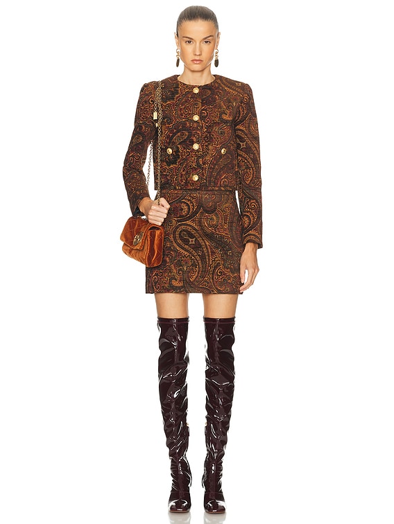 Chloe Paisley Jacquard Jacket in Multicolor Red | FWRD