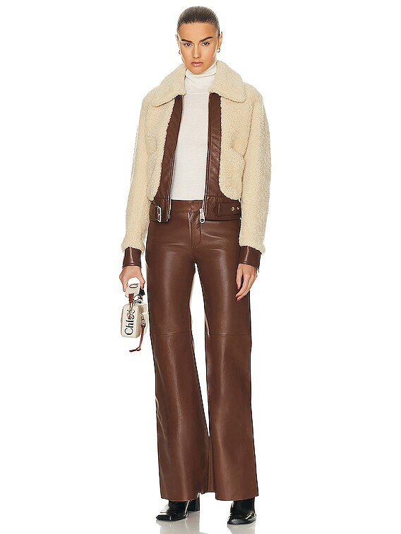 Chloe Flare Leather Pant in Dark Chestnut