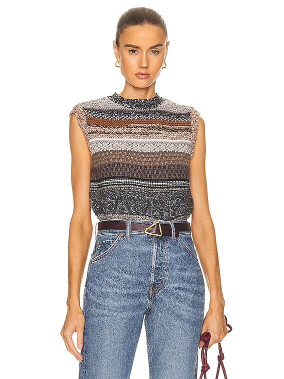 Chloe Irregular Stripes Knit Sleeveless Top in Multicolor