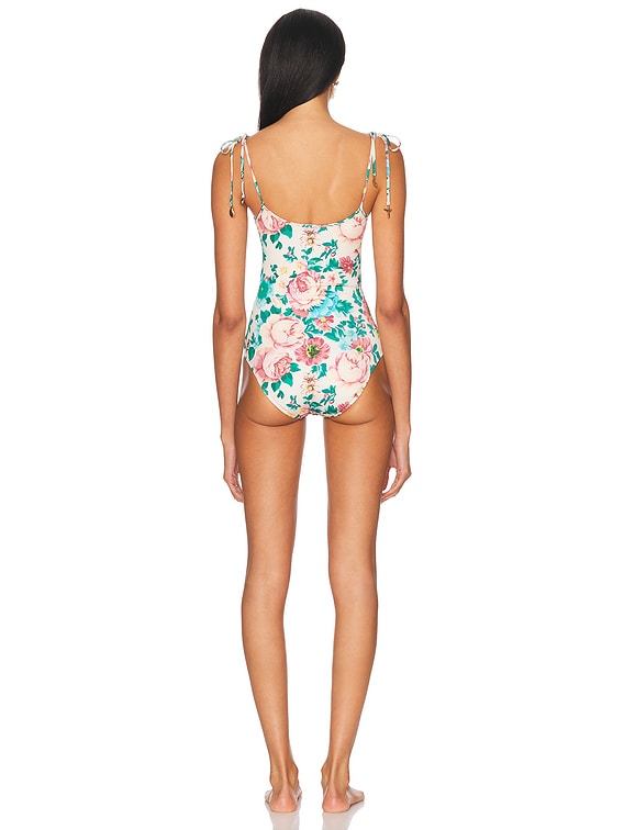 ワンピース CHLOE and AMELIE Chloe Floral One Piece Swimsuit in Seedpearl Beige | FWRD