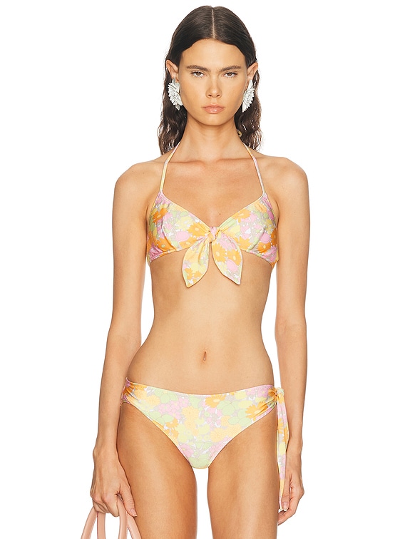 Chloe Bikini Top in Multicolor Pink | FWRD
