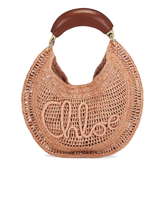 Chloe Summer Bananaホーボーバッグ Chloé Summer Banana Hobo Bag In Raffia in Black | Chloé US