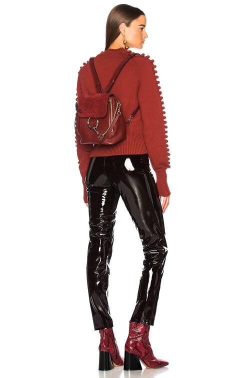 Chloe Small Faye Suede & Calfskin Backpack in Sienna Red | FWRD
