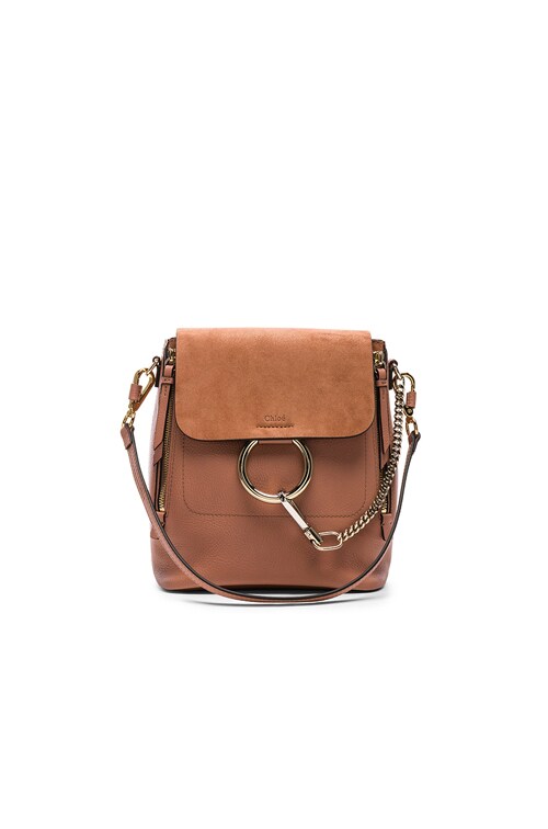 chloé faye mini leather and suede backpack