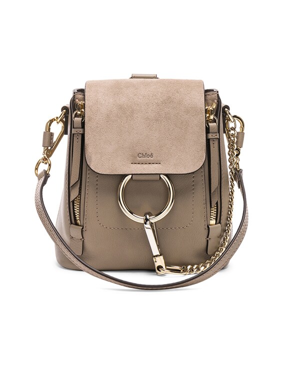 chloé faye mini leather and suede backpack