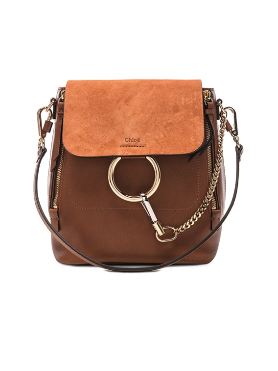 CHLOE Mini Faye Backpack in Tan Calfskin with Removable Strap