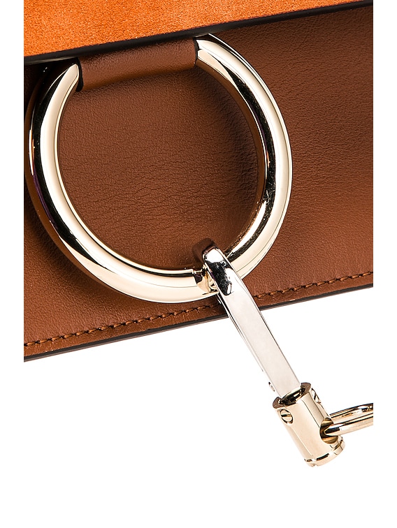 Chloe Small Faye Suede & Calfskin Shoulder Bag in Classic Tobacco