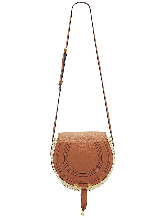 Chloe Small Marcie Crossbody Basket Bag in Tan | FWRD