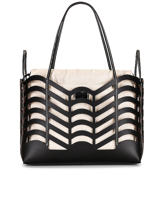 VIP【関税送料無料】希少 CHLOE BLACK LEATHER AND COTTON TOTES Chloé Small Woody Leather Tote Bag | Black | FARFETCH