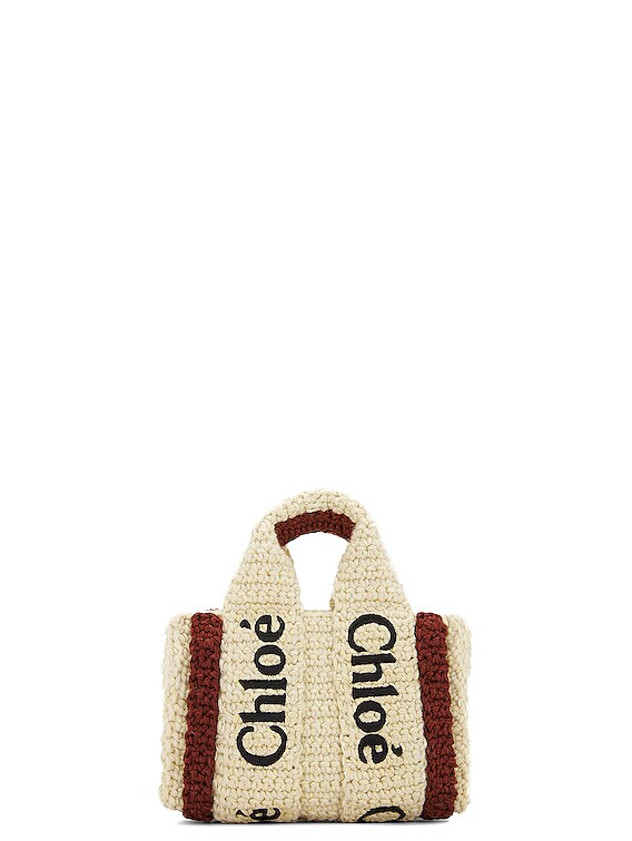 Chloe Woody Mini Tote Bag in Brown & Beige | FWRD