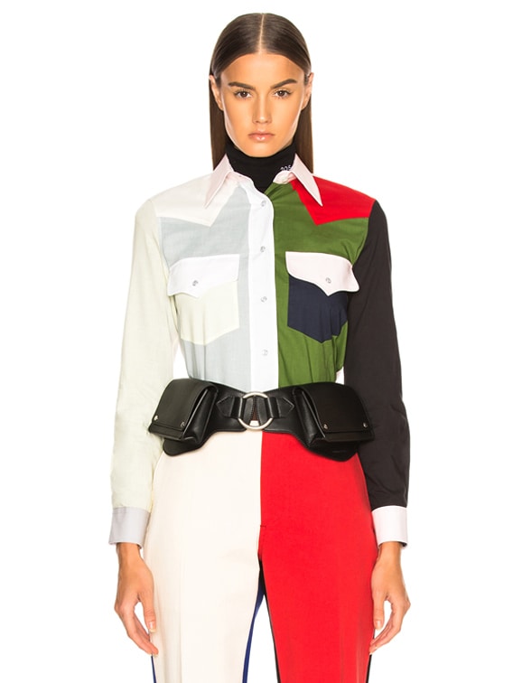CALVIN KLEIN 205W39NYC Colorblocked Shirt in Dew & Fern CALVIN KLEIN 205W39NYC Colorblocked Shirt in Dew & Fern