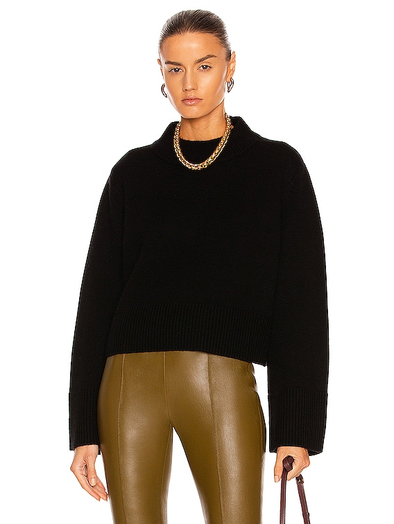 Black Boxy Crew Neck Jumper