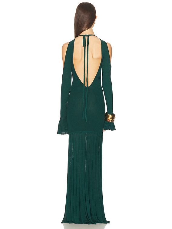 Christopher John Rogers Cold Shoulder Maxi Dress in Green - Size M