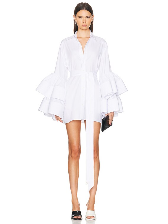 short white dress with bows Paris Satin Bow Back Mini Dress