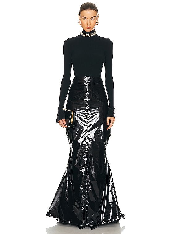 Christopher John Rogers Garbage Bag Tie Back Trumpet Maxi Skirt in Black | FWRD Christopher John Rogers Garbage Bag Tie Back Trumpet Maxi Skirt in Black | FWRD