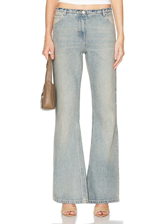 Courreges Relax Denim Bootcut Jeans in Light Blue Wash | FWRD