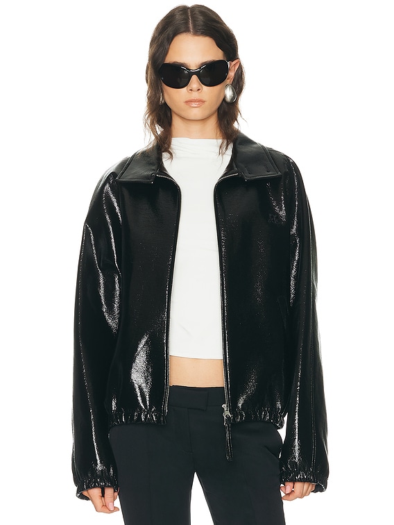 Courreges Vinyl Zipped Bomber Jacket in Black | FWRD