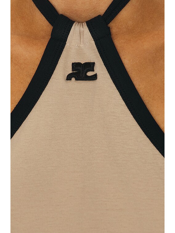 Courreges Choker Contrast Top in Sand & Black | FWRD