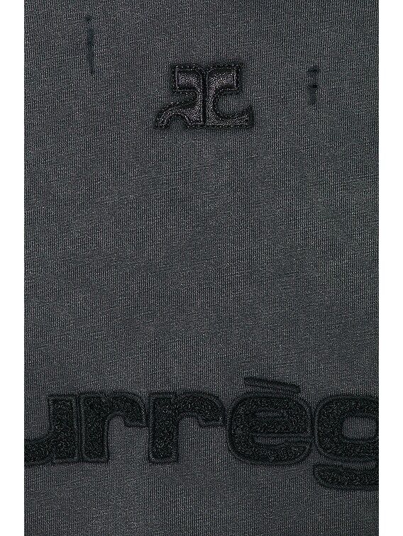 Courreges Distressed Jersey Tee in Stonewashed Grey & Black