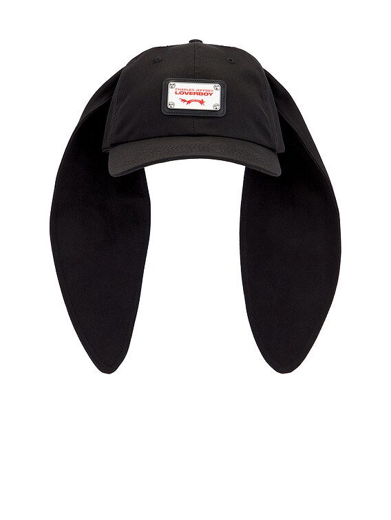 timelesz着用【Charles Jeffrey Loverboy】RABBIT EARS CAP Charles Jeffrey LOVERBOY Rabbit Ears Cap in Black | FWRD