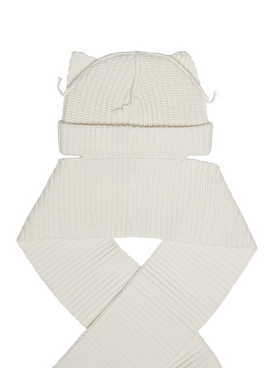 Charles Jeffrey LOVERBOY Chunky Ears Beanie Scarf in Ecru | FWRD