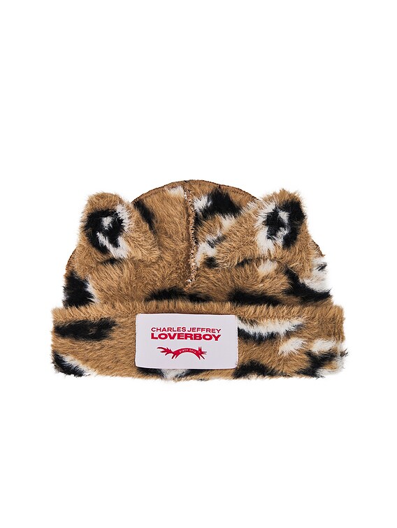 Charles Jeffrey LOVERBOY Fluffy Chunky Ears Beanie in Brown