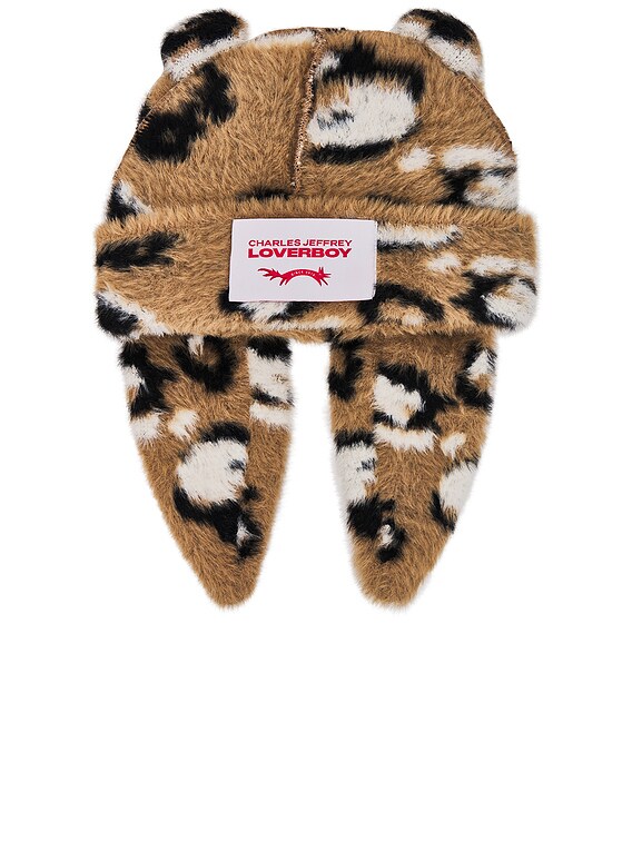 Charles Jeffrey LOVERBOY Fluffy Chunky Rabbit Beanie in Brown