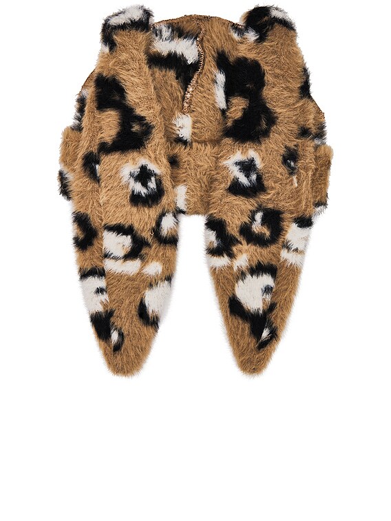 Charles Jeffrey LOVERBOY Fluffy Chunky Rabbit Beanie in Brown