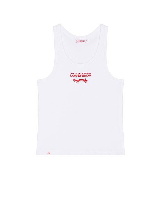 Charles Jeffrey LOVERBOY Logo Tank Top in White And Red | FWRD