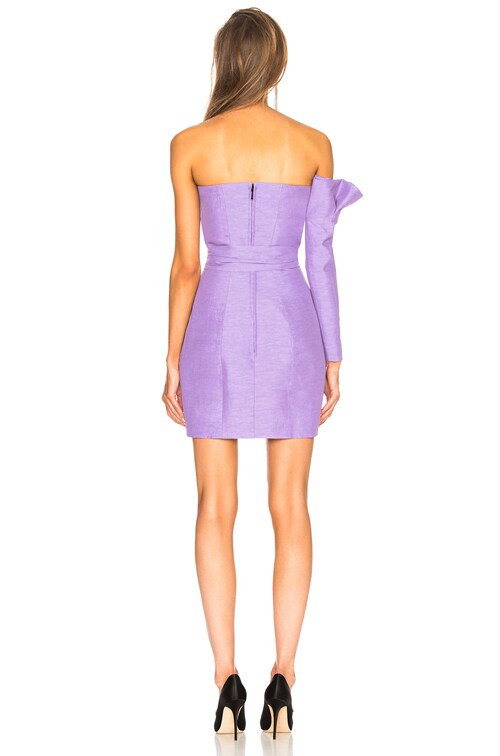 CARMEN MARCH Belted One Sleeve Strapless Dress in Lilac FWRD