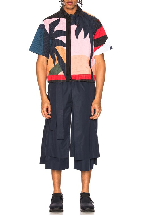 Craig Green Layered Cotton Track Shorts in Navy | FWRD