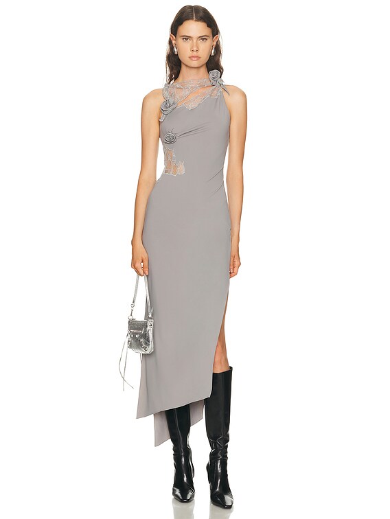 Coperni Lace Flower Gown in Grey | FWRD