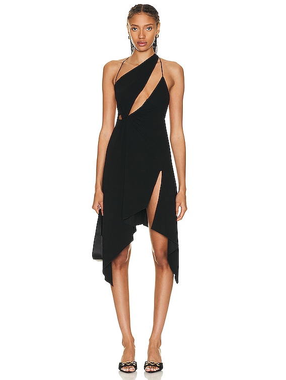 DRAPED ASYMMETRIC DRESS - Black