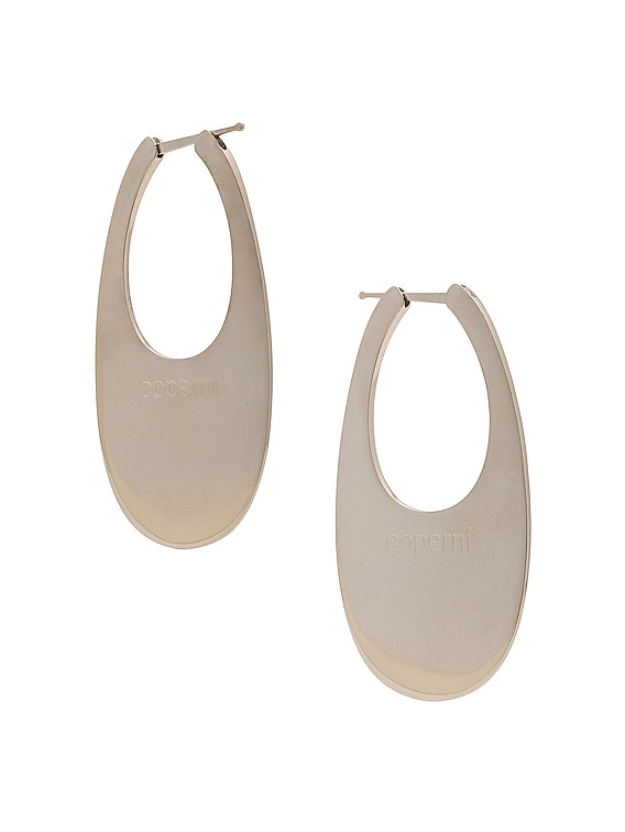 【関税&送料込】Coperni Large Silver Swipe Earrings Coperni Large Swipe Earrings in Silver | FWRD