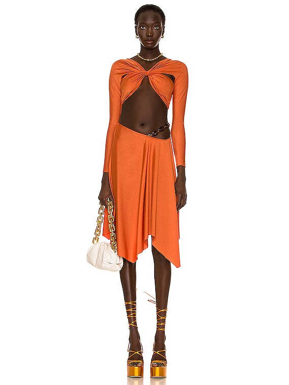 Coperni Cut Out Asymmetric Skirt in Burnt Orange | FWRD