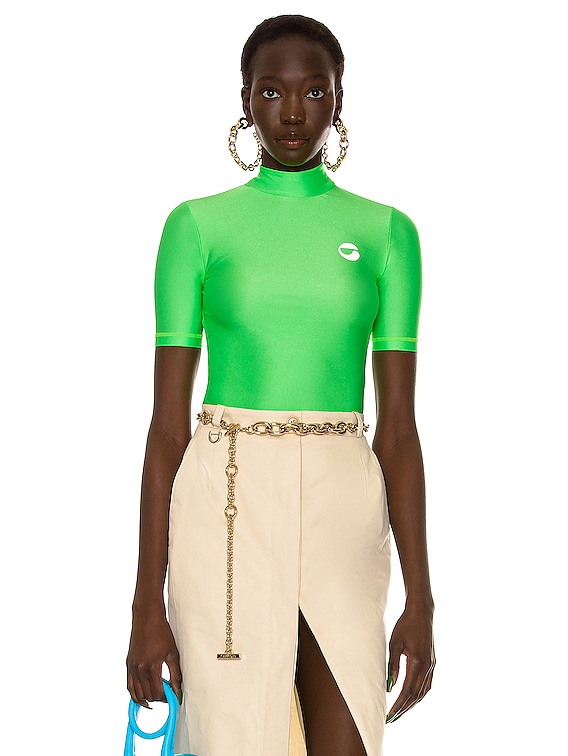 Neon green turtleneck crop hot sale top