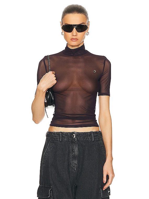 Coperni High Neck Fitted Top in Burgundy | FWRD