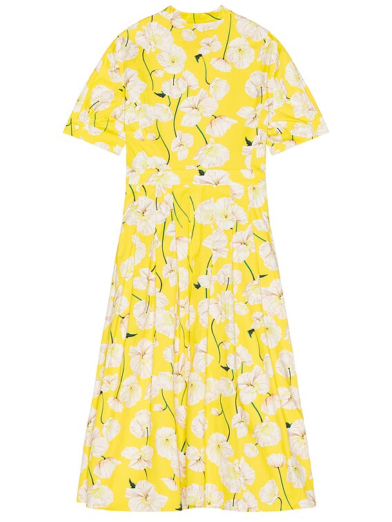 Carolina Herrera Short Sleeve Midi Dress in Taxi Cab Multi in Taxi