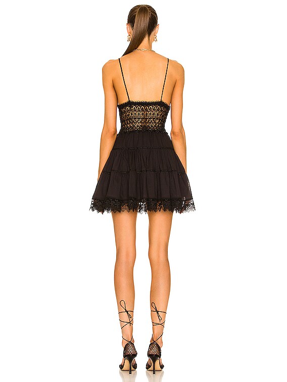 ワンピース CHARO RUIZ IBIZA BLACK COTTON AND LINEN BLEND DRESS CHARO RUIZ IBIZA Isa cutout shirred broderie anglaise cotton