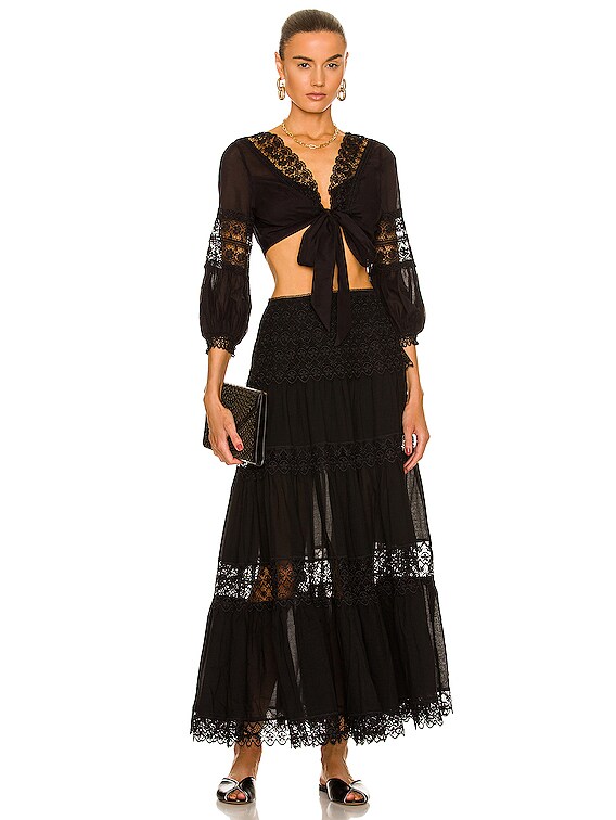スカート CHARO RUIZ IBIZA SKIRTS Charo Ruiz Ibiza Silke Maxi Skirt in Black | FWRD