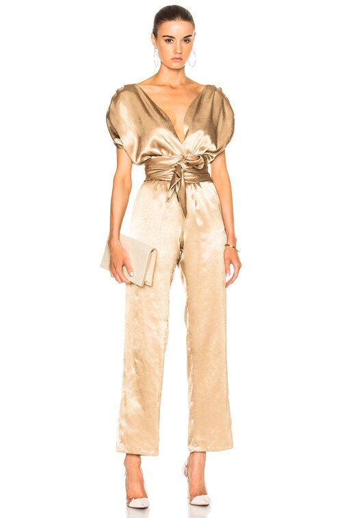 gold satin jumpsuit