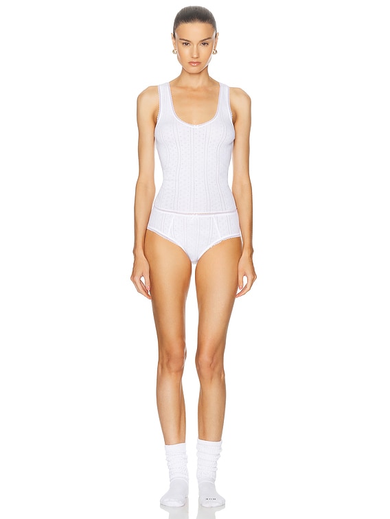 ウェア coucou Cou Cou Intimates The Scoop Tank Top in White | FWRD